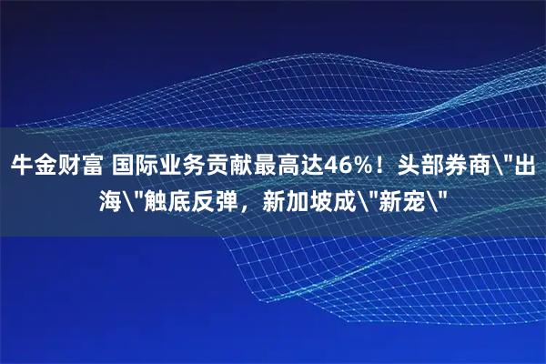牛金财富 国际业务贡献最高达46%！头部券商＂出海＂触底反弹，新加坡成＂新宠＂