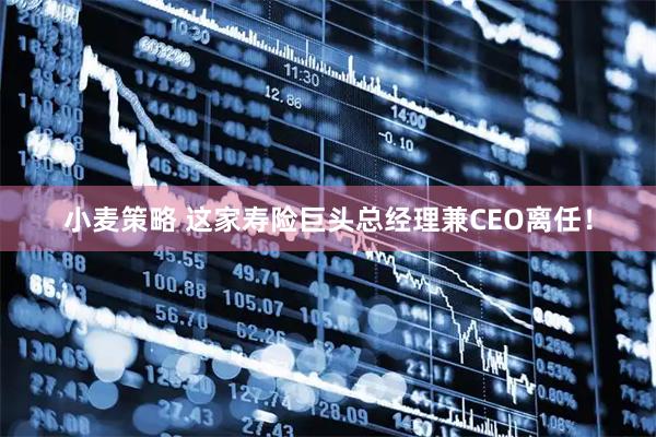 小麦策略 这家寿险巨头总经理兼CEO离任！