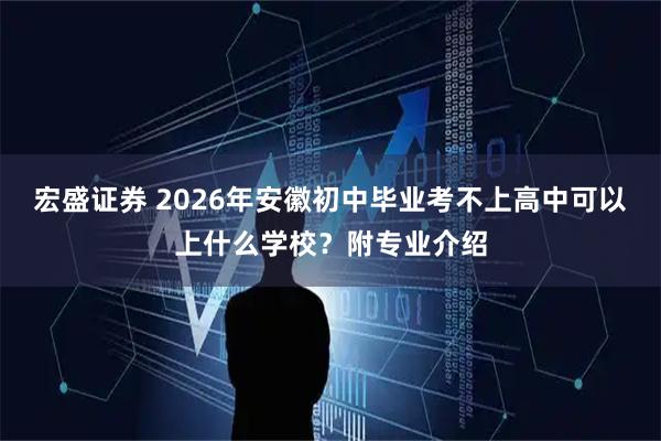 宏盛证券 2026年安徽初中毕业考不上高中可以上什么学校？附专业介绍